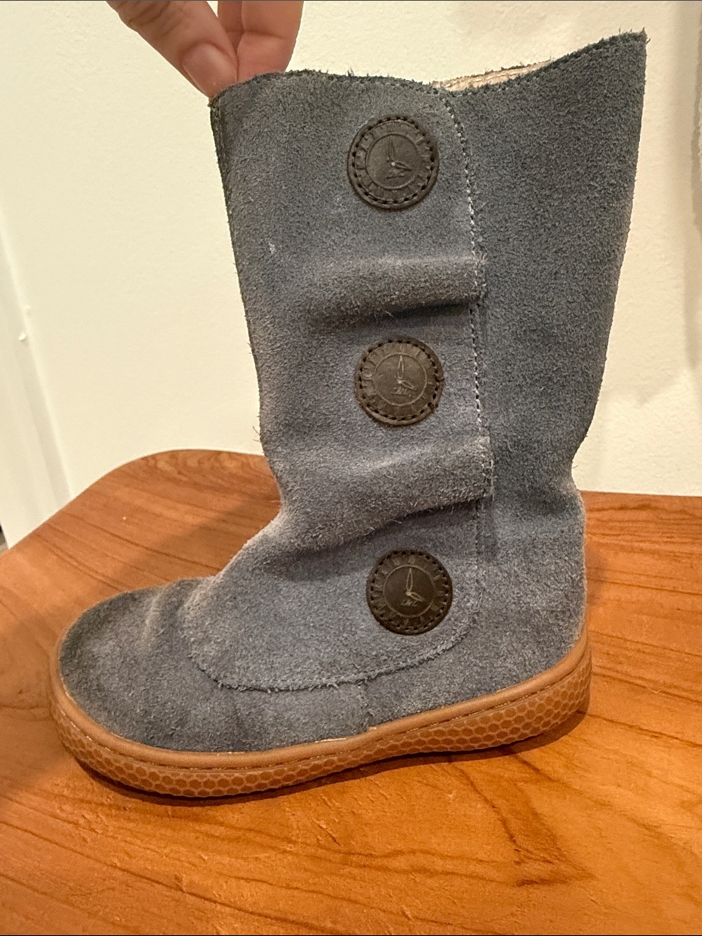 Livie & Luca Toddler Girls Gray Suede Button-Accent Mid-Calf Boot